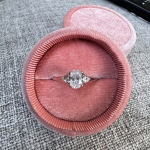 3 Stone Oval Moissanite Sterling Silver Ring Size 7